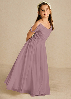 Azazie Chelle Flower Girl Dresses Dusty Rose A-Line Pleated Chiffon Dress image5