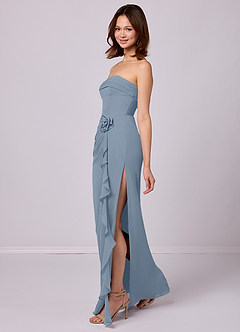 Barbie ♥ Azazie Bridesmaid Dresses Sheath Strapless Chiffon Floor-Length Dress image2