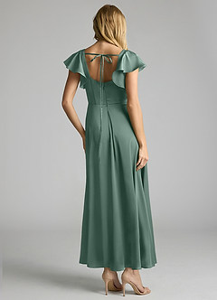 Azazie Bondi Brautjungfernkleider A-Linie Gestreift Stretch-Satin Kleid Eukalyptus image3