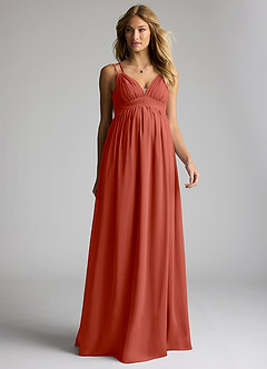 Azazie Emree Maternity Bridesmaid Dresses A-Line Chiffon Floor-Length Dress image1
