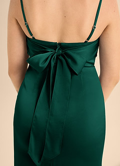 Azazie Mai Junior Robe Trapèze en Satin extensible Encolure en Forme de Cœur émeraude image6