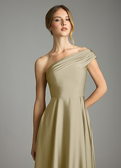 Azazie Melanie Suknie dla druhen Linia A Zza ramienia Satyna elastyczna Do ziemi Sukienka image6