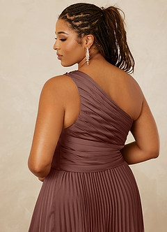 Christian Siriano Bridal for Azazie 1008 Bridesmaid Dresses Espresso A-Line One Shoulder Stretch Satin Dress image15