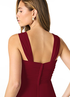 Azazie Kaitlynn Bridesmaid Dresses Burgundy Empire Ruched Chiffon Convertible Dress image7