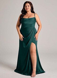 Azazie Johana Bridesmaid Dresses Pine Mermaid Off the Shoulder Stretch Satin Convertible Dress image15