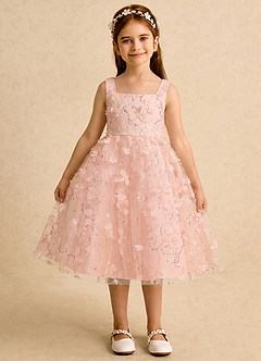 Azazie Bean Robe Demoiselle D'honneur Fillette Robe Princesse en Tulle Arc Rosette image4