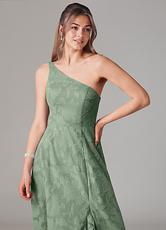 Azazie Ellianna Bridesmaid Dresses Matcha A-Line One Shoulder Floral Burnout Dress image5