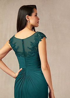 Azazie Oliniana Mother of the Bride Dresses Peacock Mermaid Lace Mesh Dress image4