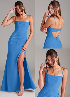 Azazie Leonis Bridesmaid Dresses Blue Jay Sheath Strapless Chiffon Convertible Dress image9