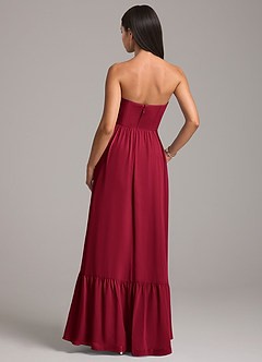 Azazie Kailee Bridesmaid Dresses Burgundy A-Line with Pockets Chiffon Dress image6