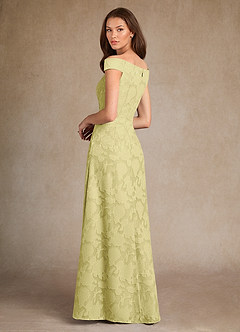 Azazie Moore Abiti per la Madre della Sposa Abito A-Line in Burnout Floreale Scollo a barca Sorbetto Al Limone image2