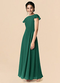 Azazie Payton Emerald A-Line Bow Chiffon Dress image4