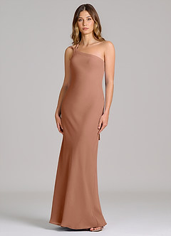 Azazie Monroe 신부 들러리 드레스 쉬스 한쪽 어깨 쉬폰 바닥 길이 드레스 image1