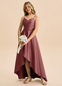 Azazie Eirlys Junior A-Linie Plissee Stretch-Satin Kleid Amethyst image4