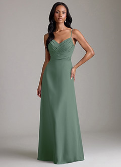 Azazie Kali Brudtärnklänningar Klä av A-Linje i Chiffong Plisserad Eukalyptus image1