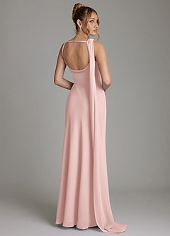 Azazie Jaya Bridesmaid Dresses Powder Pink Sheath Pleated Chiffon Dress image2