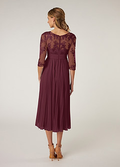 Azazie Tutu Mother of the Bride Dresses Cabernet A-Line Boatneck Lace Chiffon Dress image2