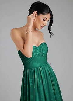 Azazie Helena Vestidos de damas de honor Vestido Esmeralda de Jacquard floral desgastado de Línea A Convertible con Palabra de honor image9