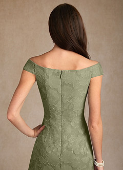 Azazie Moore Mother of the Bride Dresses Pistachio A-Line Boatneck Floral Burnout Dress image6