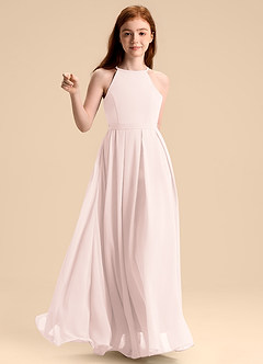 Azazie Arianthe Junior Vestido de Pétalo De Rosa de Gasa de Corte en A con Plisado image6