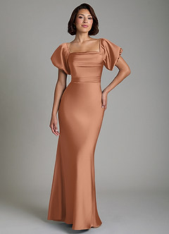 Azazie Lea Bridesmaid Dresses Bronzer Mermaid Off the Shoulder Stretch Satin Convertible Dress image1