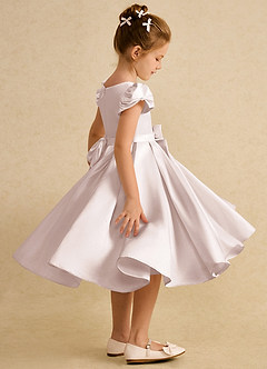 Azazie Pearl Flower Girl Dresses Rose Petal Ball-Gown Pleated Matte Satin Dress image3