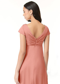 Azazie Allessia vestidos de dama de honor de maternidad Vestido de Corte En A Plisado Hasta el suelo Satén Elástico image6