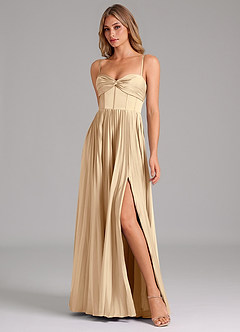 Azazie Tyla Bridesmaid Dresses Champagne A-Line Sweetheart Neckline Stretch Satin Dress image4