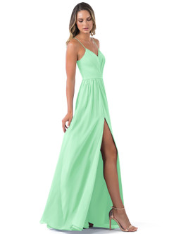 Azazie Cora Bridesmaid Dresses Mint Green A-Line Pleated Chiffon Dress image9