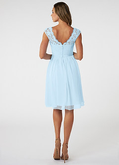 Azazie Shivani Final Sale Sky Blue A-Line Lace Chiffon Dress image2