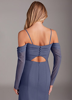 Azazie Hallie Bridesmaid Dresses Stormy Mermaid Long Sleeve Chiffon Dress image6