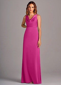 Azazie Wrenlee Jurken voor bruidsmeisjes Jurk van Stretch Satijn met A-Lijn Fuchsia image6