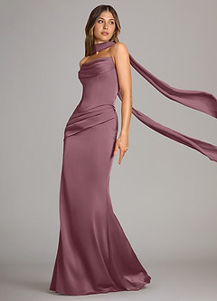 Azazie Sorrel Bridesmaid Dresses Amethyst Mermaid Strapless Stretch Satin Convertible Dress image4