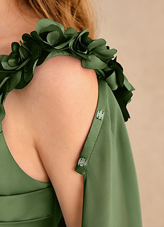 Azazie Rosita Girls Formal Sukienki dla dziewczynek sypiących kwiaty Linia A Pofałdowany Matowy satynowy Długość podłogi Sukienka image7