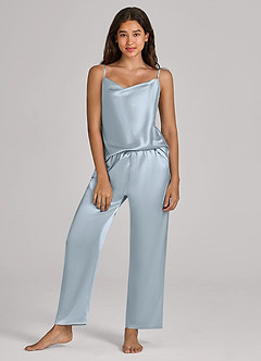 front Matching Color Satin Cami Pants Pajama Set