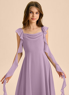 Azazie Carmin Junior Klä av A-Line i Chiffong Rynkad image7