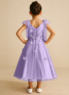 Azazie Minia Flower Girl Dresses Lilac A-Line Bow Matte Satin Dress image6