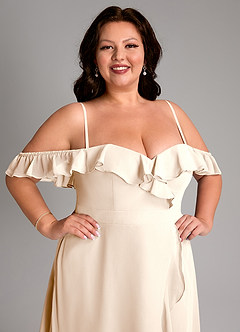 Azazie Lyra Bridesmaid Dresses White Alabaster A-Line Chiffon Convertible Dress image17