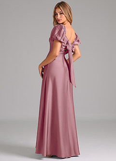 Azazie Fatima Bridesmaid Dresses Vintage Mauve A-Line Pleated Stretch Satin Dress image2