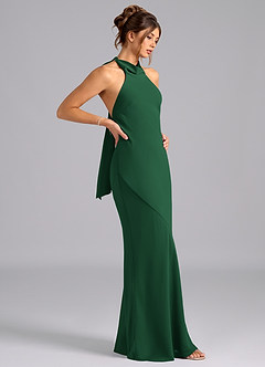 Azazie Velli Bridesmaid Dresses Dark Green Mermaid Bow Chiffon Dress image4
