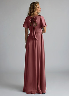 Azazie Kimber Bridesmaid Dresses Amethyst A-Line Ruched Stretch Satin Dress image2