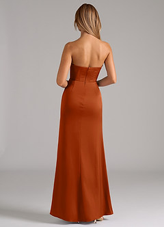 Azazie Johana Bridesmaid Dresses Burnt Orange Mermaid Off the Shoulder Stretch Satin Convertible Dress image4