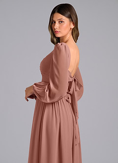 Azazie Zeya Bridesmaid Dresses Cedar Rose A-Line Long Sleeve Chiffon Dress image6