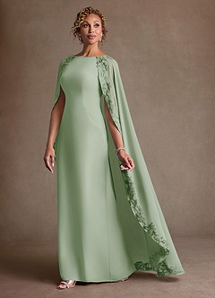 Azazie Artemisia vestidos de madre de la novia Vestido de Salvia Polvorienta de Gasa de Corte Recto con Encaje image4