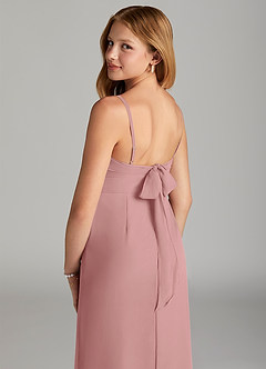 Azazie Mai Junior Vestido de Rosa Polvorienta de Gasa de Recto con Plisado image6