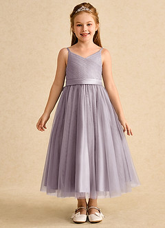 Azazie Patootie Flower Girl Dresses Dusk A-Line Spaghetti Strap Tulle Dress image1