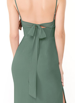 Azazie Mai Bridesmaid Dresses Eucalyptus Sheath Pleated Chiffon Dress image6