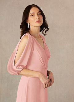 Azazie Bronwyn Kleider für die Brautmutter A-Linie V-Hals Gerüscht Chiffon Kleid Rosettenrosa image3