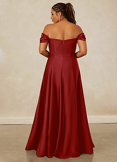 Christian Siriano Bridal for Azazie 1002 Bridesmaid Dresses Pomegranate A-Line Off the Shoulder Stretch Satin Convertible Dress image16