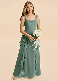 Azazie Sloane Junior Eucalyptus A-Line Sweetheart Neckline Chiffon Dress image3